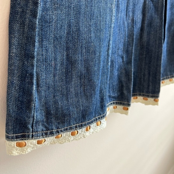 Nwt Vintage Glensport Collection Jean Denim Skirt Ruffle Bottom Pockets Size 6 - Picture 4 of 7